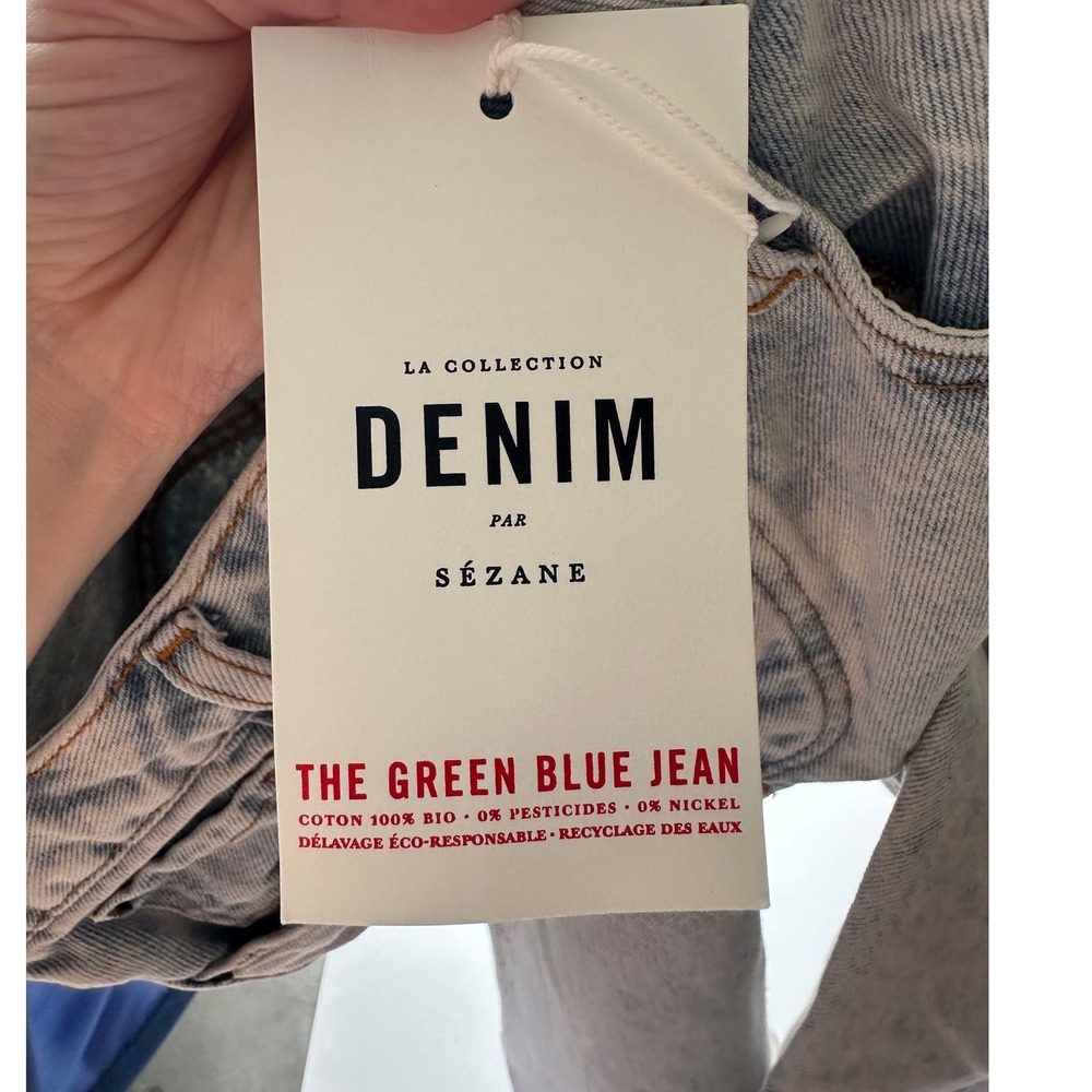 Sezane Brut Sexy Edge Blue High Waisted Straight Leg Organic Cotton Jeans 25 NEW - Picture 8 of 9